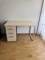 Bürotisch mit Schubladen und Metallgestell hellbraun