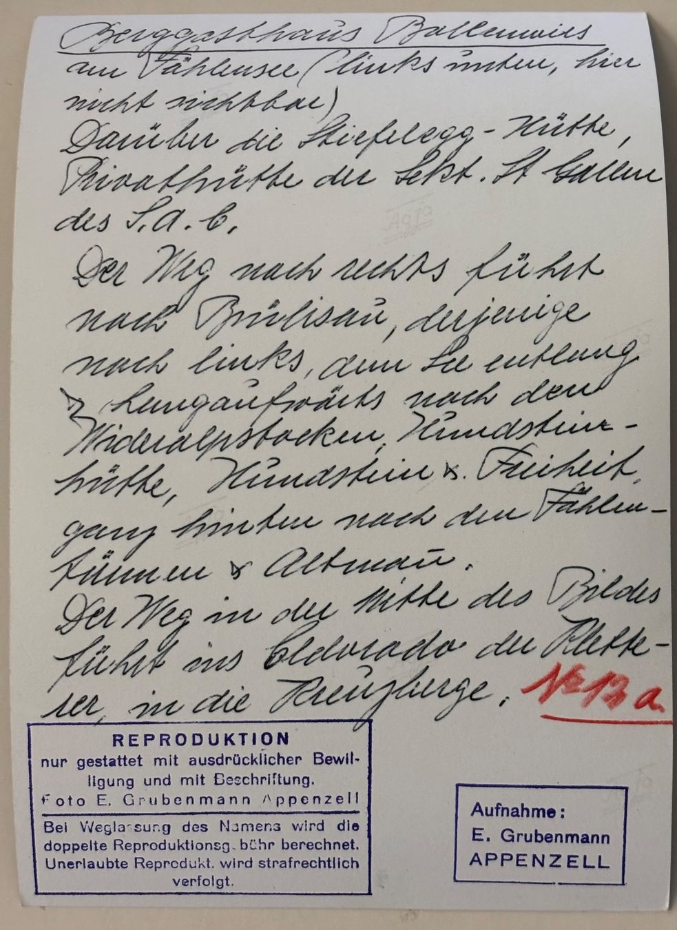 Cartoline postali: Originalfoto, E. Grubenmann, Appenzell, Berghaus Bollenwies – Usato da Frauenfeld venduto da Merk52 1