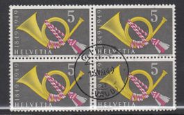 Timbres suisses 1949 - Bloc de 4 oblitérés