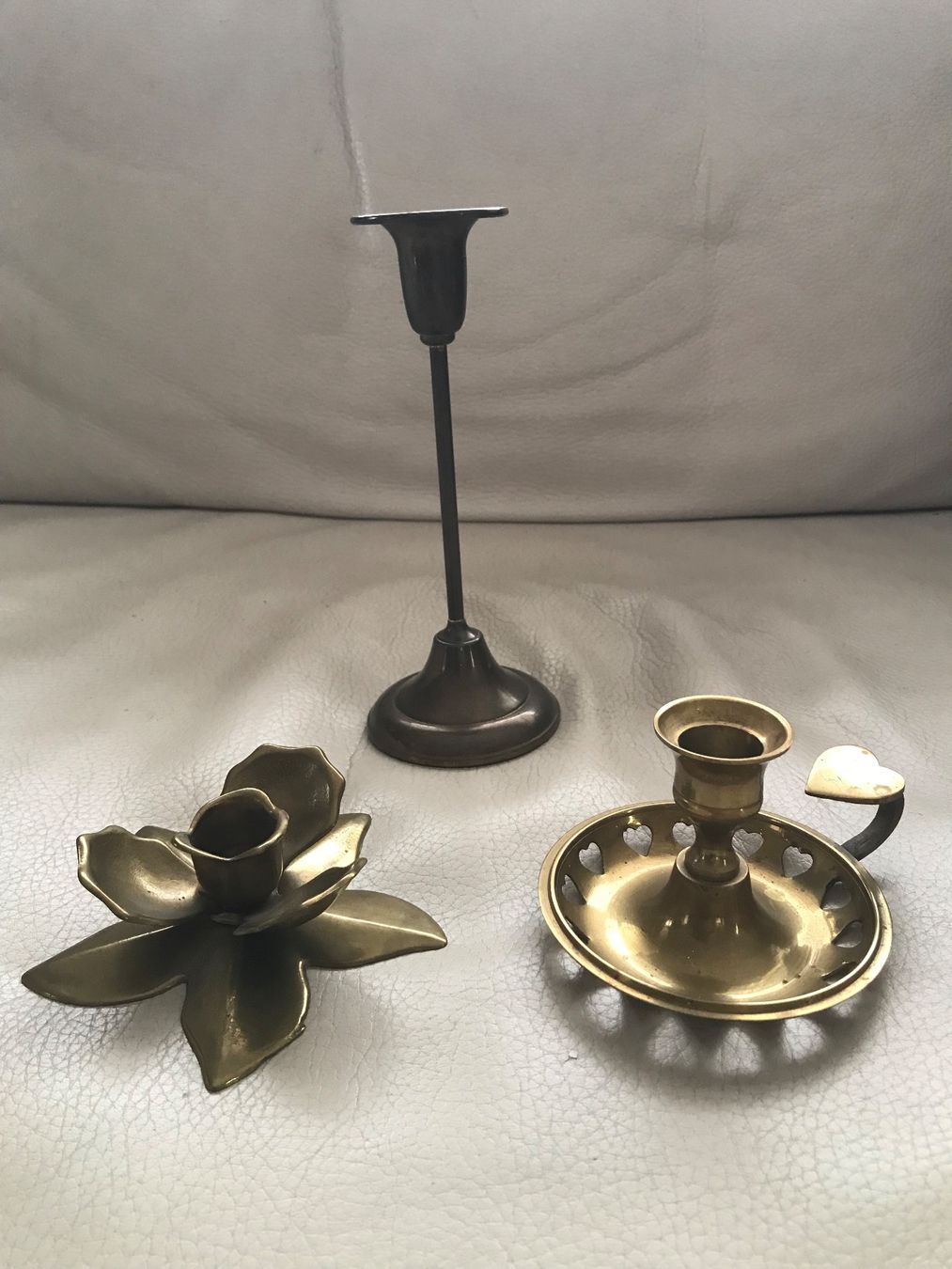 Bougeoirs: 3er Set Vintage Kerzenständer aus Messing – D'occasion à Hittnau par Noppi