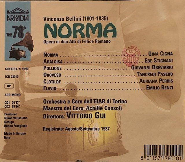 CD: Bellini - Norma (1937, Vittorio Gui) – Usato da Grüningen venduto da azulblanco 1