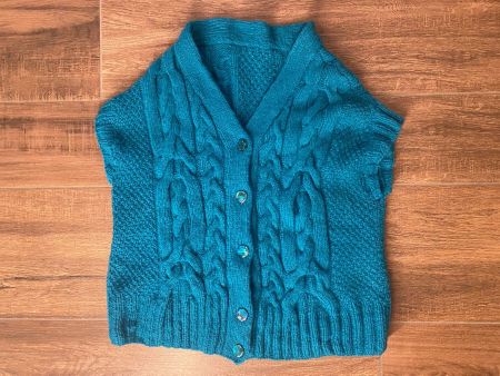 Weste aus Wolle selbstgestricktes Unikat türkis Gr. 40