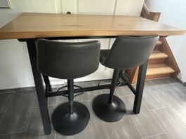 Barhocker 2er Set Kunstleder schwarz höhenverstellbar 2 Stk