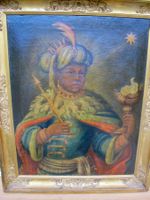 antikes Oelbild des heiligen Balthasar 18/19 Jh