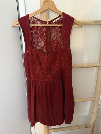 bordeauxrotes Spitzenkleid Damen Gr. M