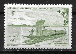 Französisch-Westafrika 1947: Einbaum auf dem Niger