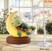 Nachtlichtlampe: Schildkröte im Halbmond-2D-Flach-Kinderzimm