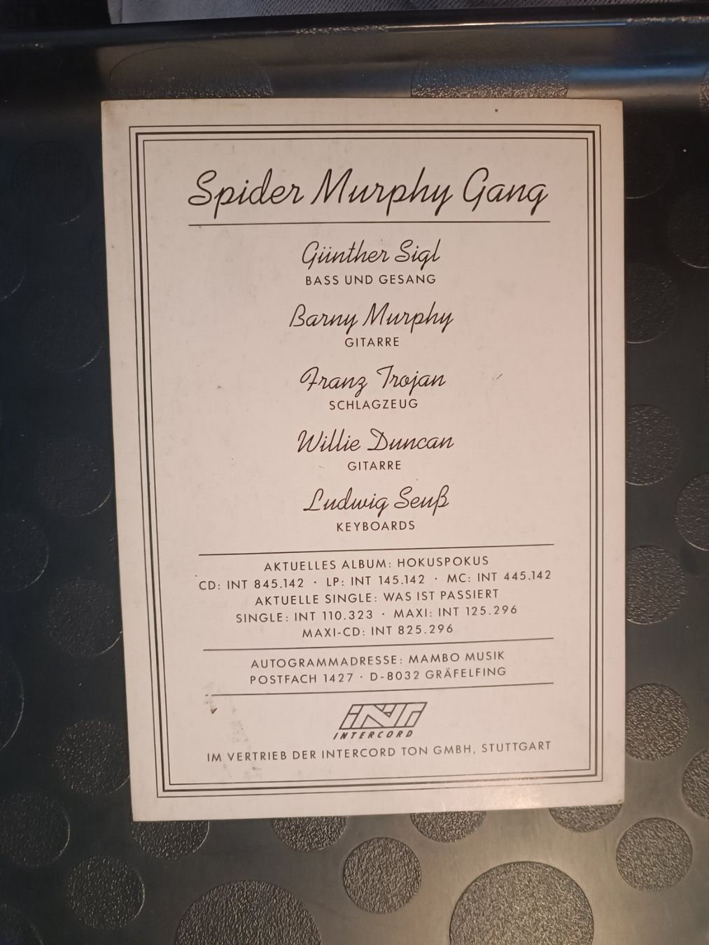 Autogramme: Spider Murphy Gang - Autogrammkarte- handsigniert – Gebraucht aus Menziken von Artographs 1