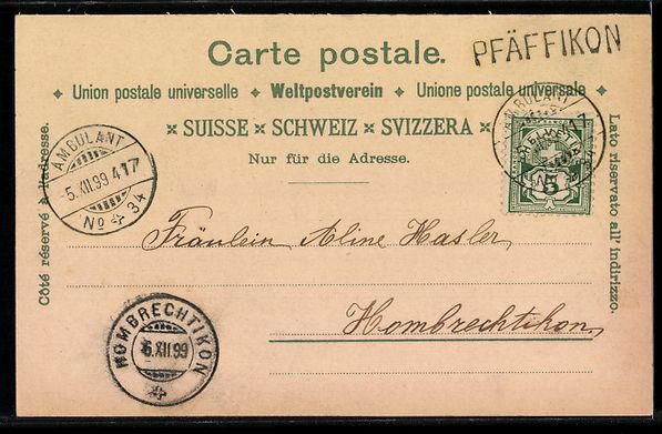 Cartoline postali: Pfäffikon /Zürich, Schulhaus, Kirche,  – Usato da Berlin venduto da bartko-reher 1