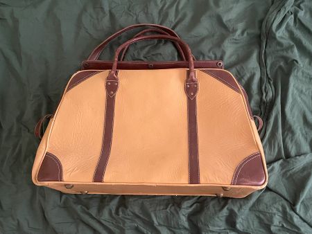Tasche Leder braun beige Reisetasche mit Tragegurt