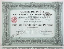 Caisse de Prêts Fluviaux et Maritimes SA, Paris - 1920
