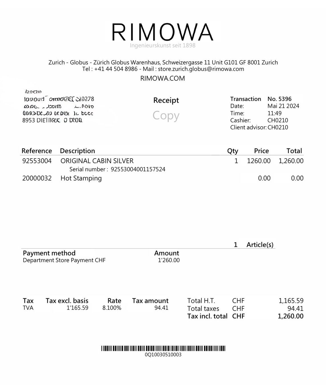 Rimowa Valigie: Rimowa original cabin – Usato da Oberwil-Lieli venduto da Florentia 9
