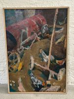 Gemälde Martin Ziegelmüller, Auf dem Hühnerhof, dat. 1967