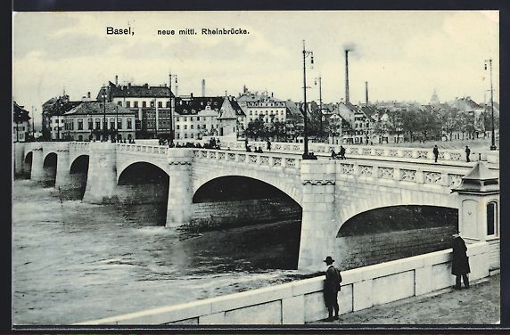 Cartoline postali: Basel, Neue mittlere Rheinbrücke mit Or – Usato da Berlin venduto da bartko-reher