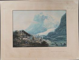 Grindelwald altkolorierte  Aquatinta von Bantli