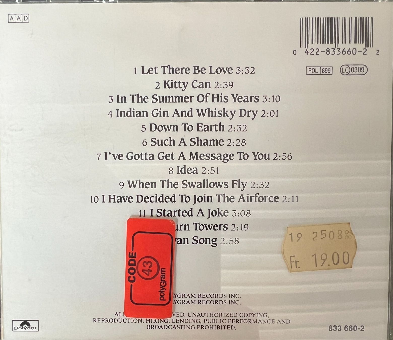 CD: BEE GEES / Idea – Usato da Bischofszell venduto da kustavi 1
