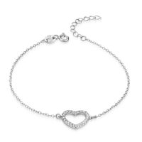 17.5-19.5cm Herz Armband 1.2mm Silber 925 mit Zirkonias