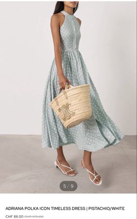 Kleid Adriana Polka Icon pistazie weiss gepunktet neu