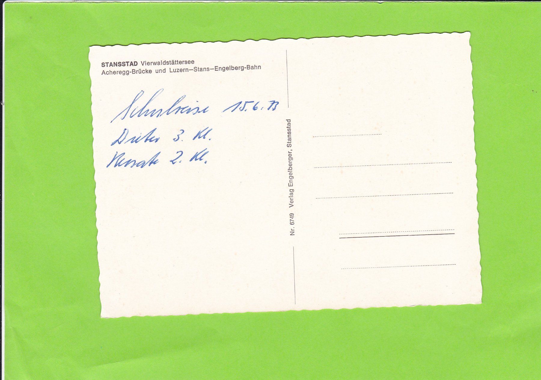 Cartoline postali: Stansstad mit LSE-Bahn, Acheregg Brücke – Usato da St. Peterzell venduto da neckertal 1