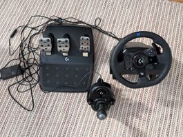 Logitech G923 Racing Wheel + Driving Force Shifter + Pedale