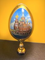 Grosses handbemaltes Ei auf Ständer, Kunsthandwerk Russland