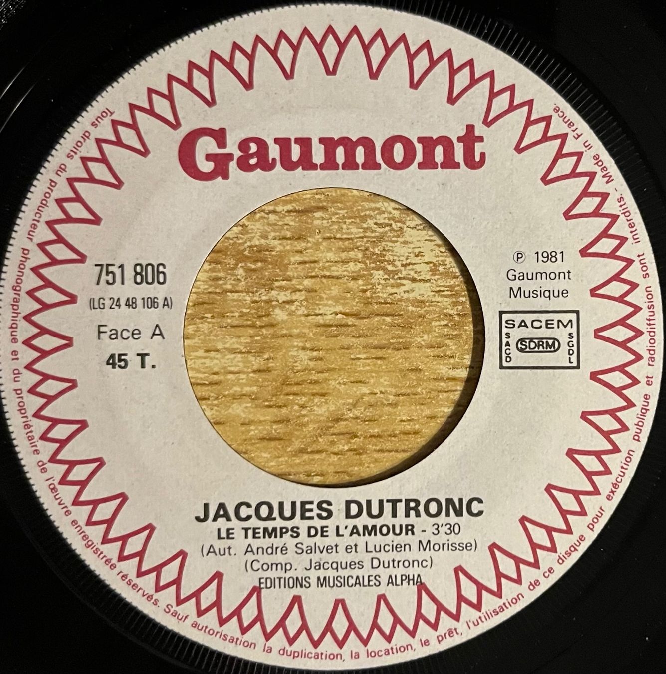 Dischi in vinile: JACQUES DUTRONC - LE TEMPS DE L'AMOUR – Usato da Bussigny venduto da vinyl-pas-cher 2