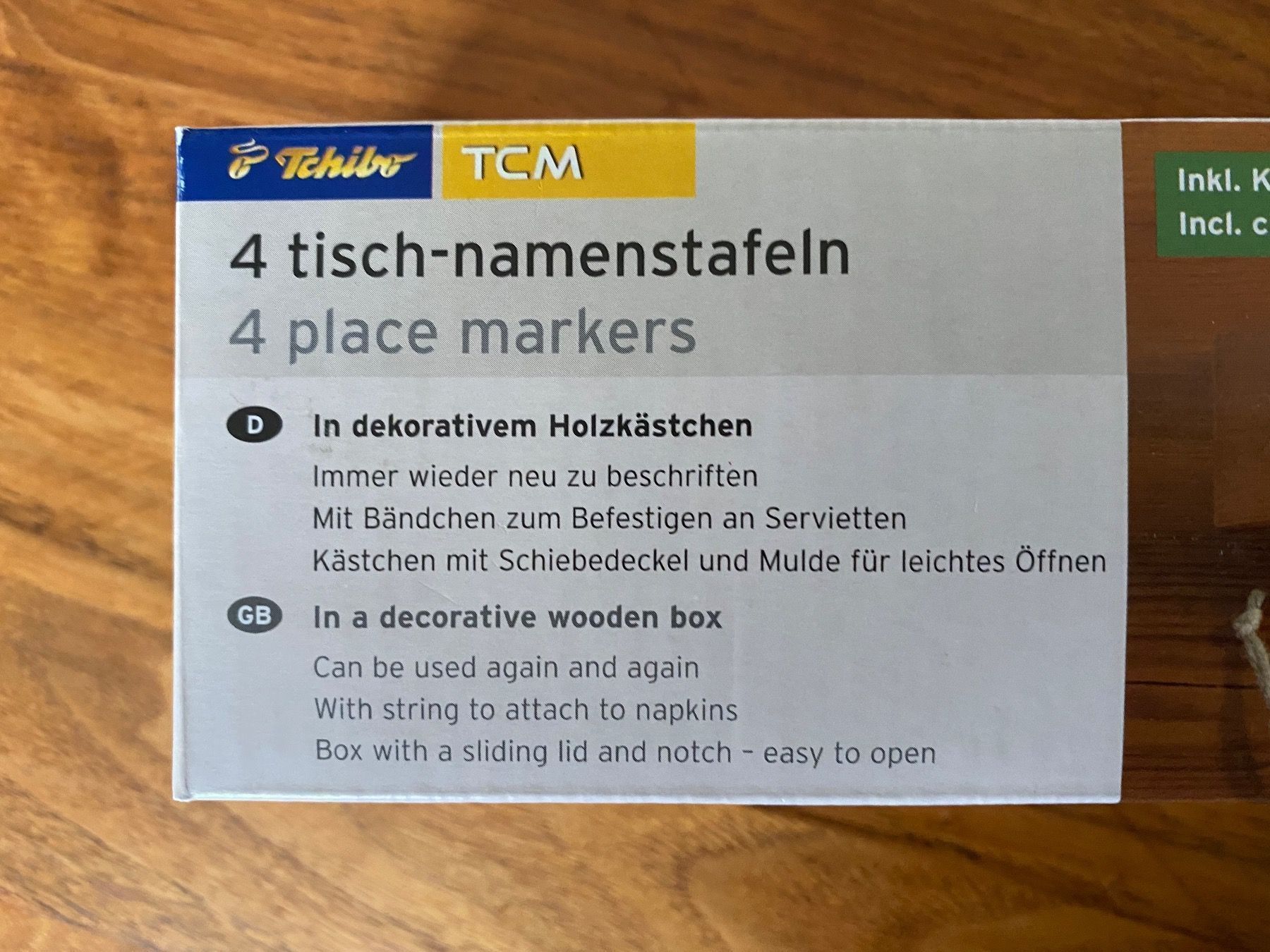 Set de table et chaises: Tchibo 4 Tisch Namenstafeln mit Kreide – D'occasion à Balsthal par Uroby 2