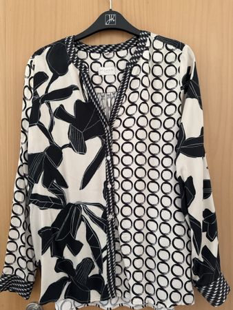 Milano Italy Damen Bluse, Grösse 38, Schwarz/Weiss Muster