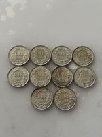 10 x 1 Franken 1964  Silber  Stgl