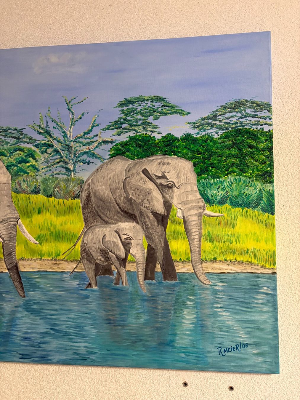 Dipinti: 100cm x70cm/handgemaltes Öl Gemälde Elefanten einzigartig – Usato da Ottenbach venduto da TimelessEmotions. 6