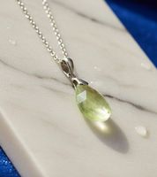 Silber 925 Anhänger facettiertem Naturprehnit  - Neu
