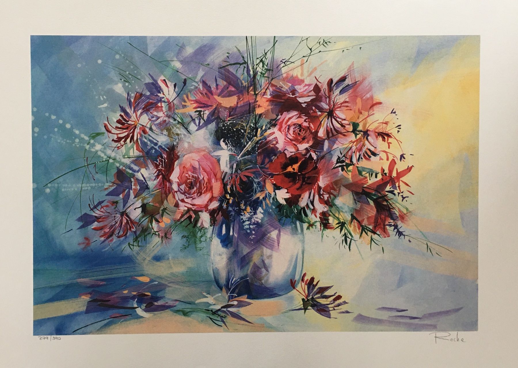 Grafica & Litografie: Roche  "Bouquet de Roses et Chèvrefeuille"  Farblithographie – Usato da Nennigkofen venduto da waltraub 1
