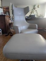 Vitra Grand Repos & Ottoman  Leder Premium Sand