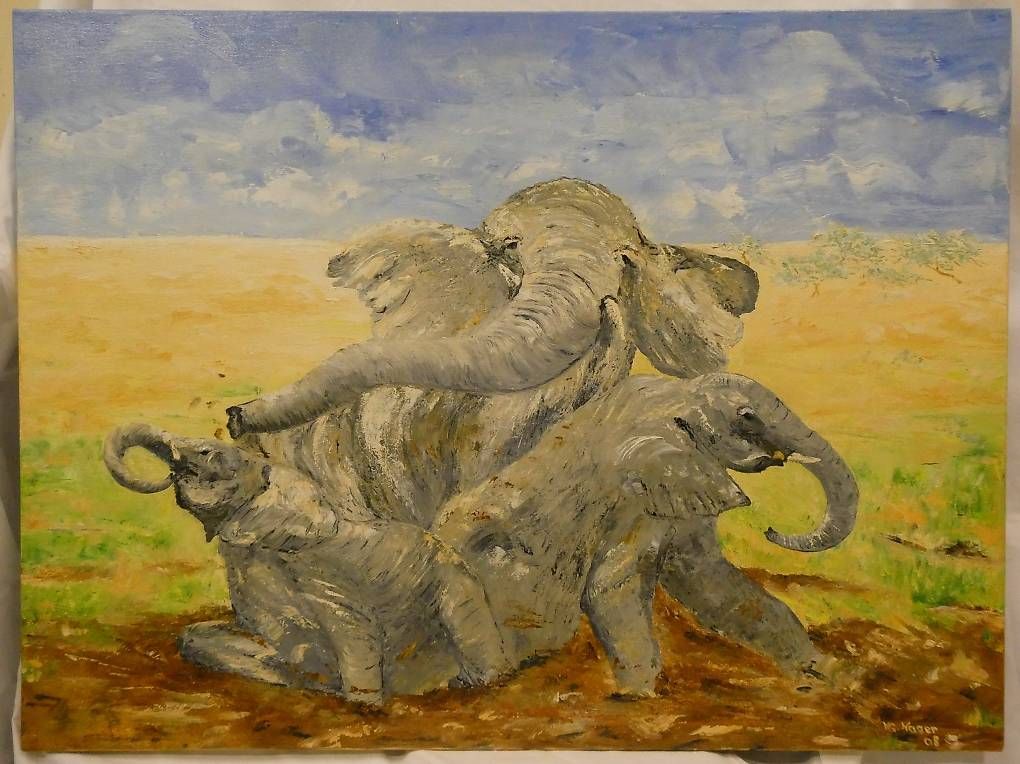 Foto & Immagini: Acrylbild Elefantenfamilie – Usato da Uznach venduto da gartenri