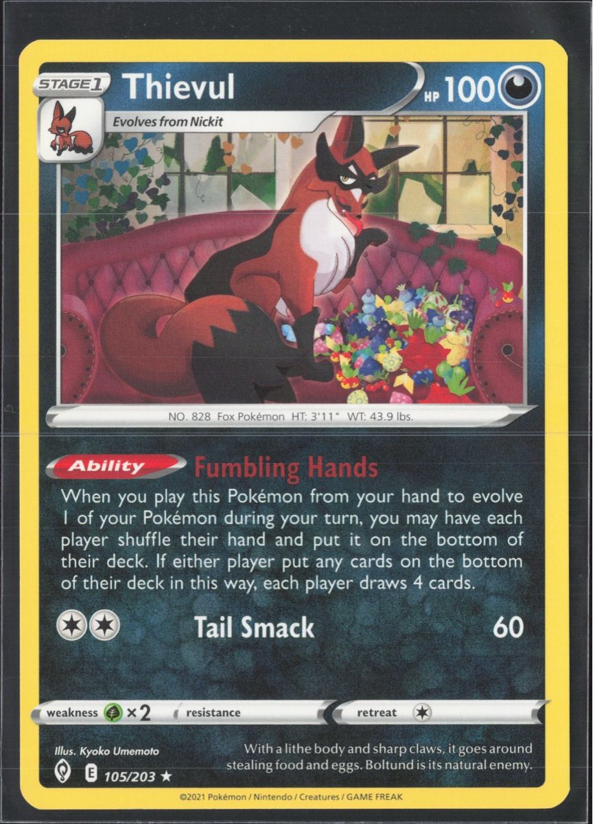 Pokémon Sammelbilder & Trading cards: POKÉMON / Thievul / Evolving Skies 🇺🇸 – Gebraucht aus Herzogenbuchsee von TCG-HQ