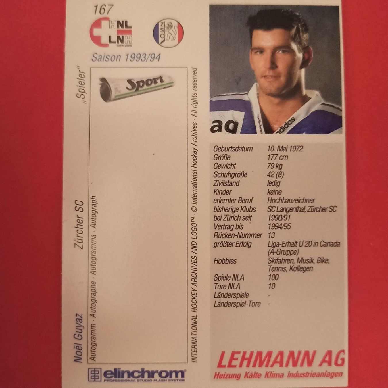 Carte collezionabili: Noel Guyaz - ZSC - 1993/94 – Usato da Dübendorf venduto da kb86_MOVIE 1