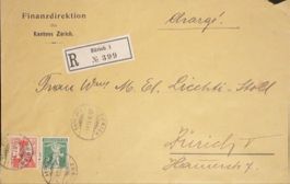 1911 Schweiz Einschreiben Zürich 1 - Finanz-direktion Kanton