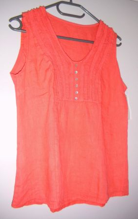 Leinen - Top, Gr. XL, Orangerot o. Lindengrün* ITALIA * NEU