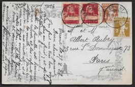 1921 Karte ORIENT - PARIS Mischfrankatur interessant ab 1.-