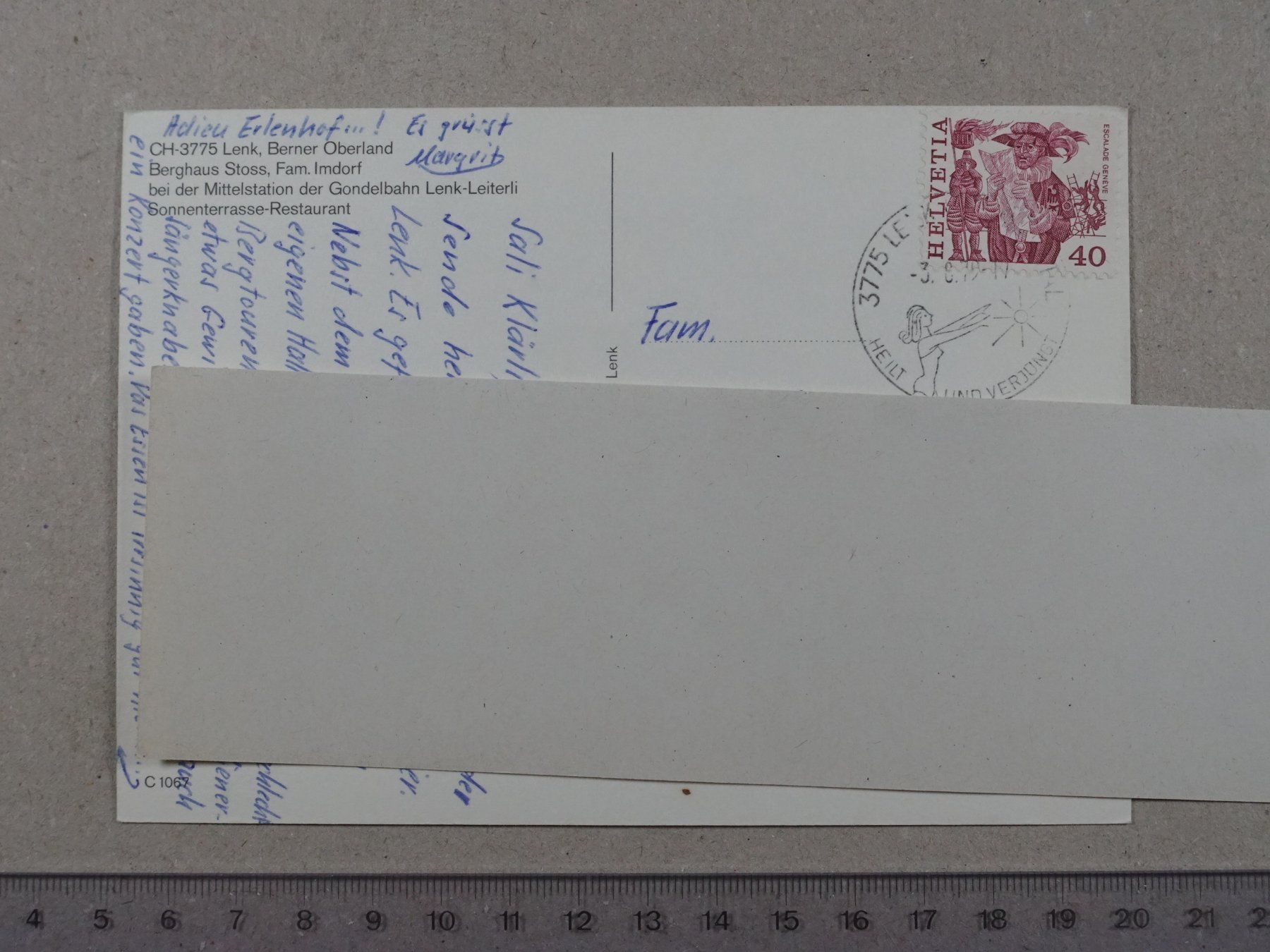 Ansichtskarten: Lenk, Berghaus Stoss, 1979 – Gebraucht aus Lenzburg von fh1 1
