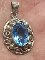 Jugendstil 835er Silber Anhänger besetzt mit Gablonz-Stein