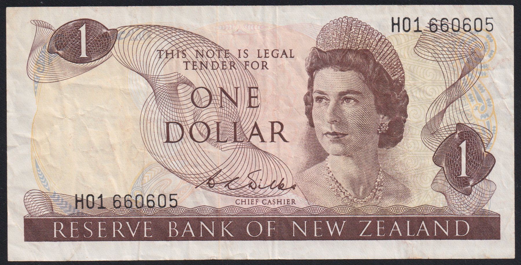 Banknoten: Neuseeland 1 Dollar 1967 – Gebraucht aus Brugg AG von banknoten_muesli