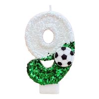 Kerze Zahl 9 Fussball glitzer neu