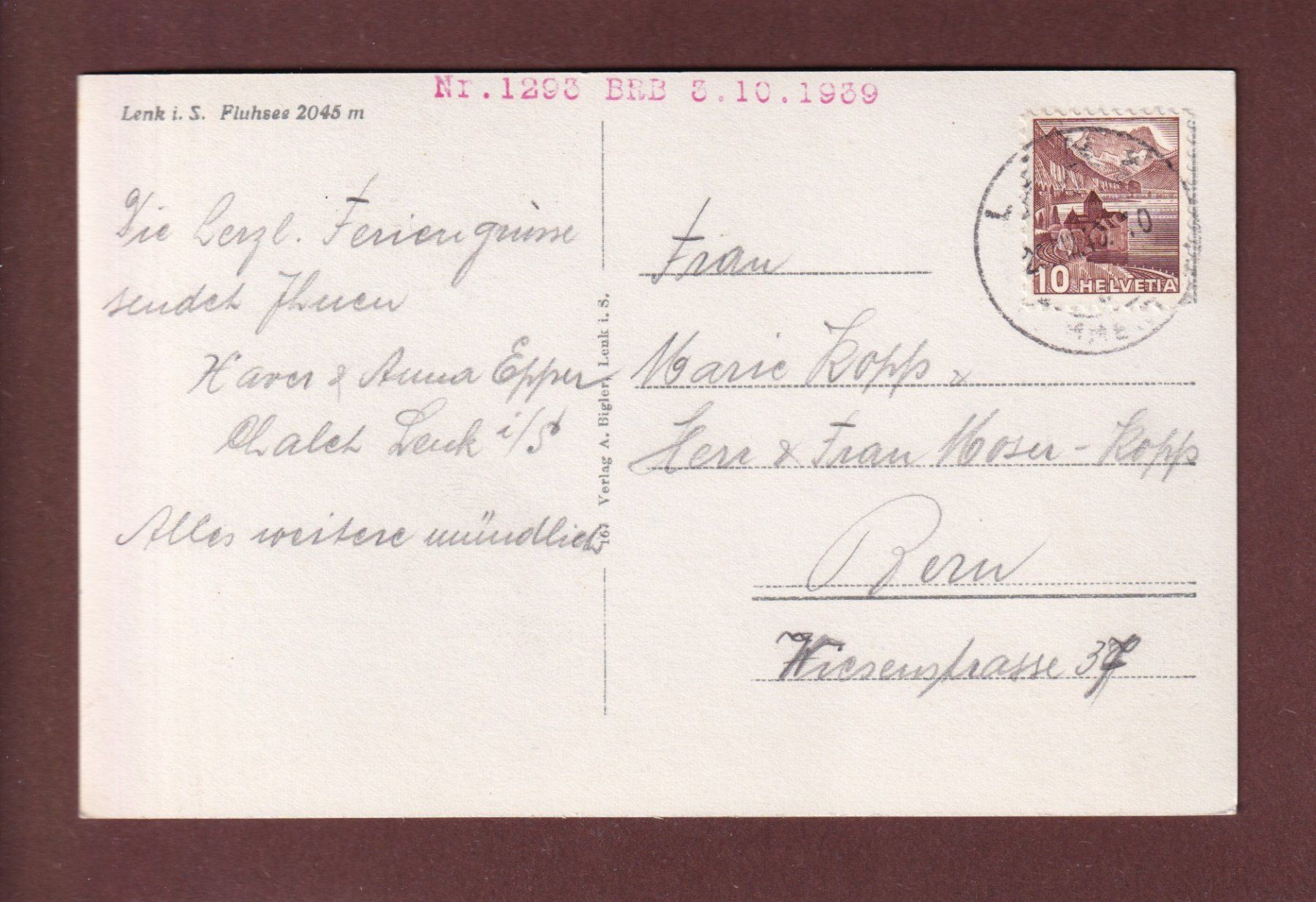 Cartes postales: LENK - Fluhsee - 1940 – D'occasion à Pully par nicecards-shop 1