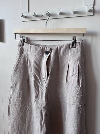 Leinen-Mix Culotte / Wide-Leg Hose beige Gr. 34