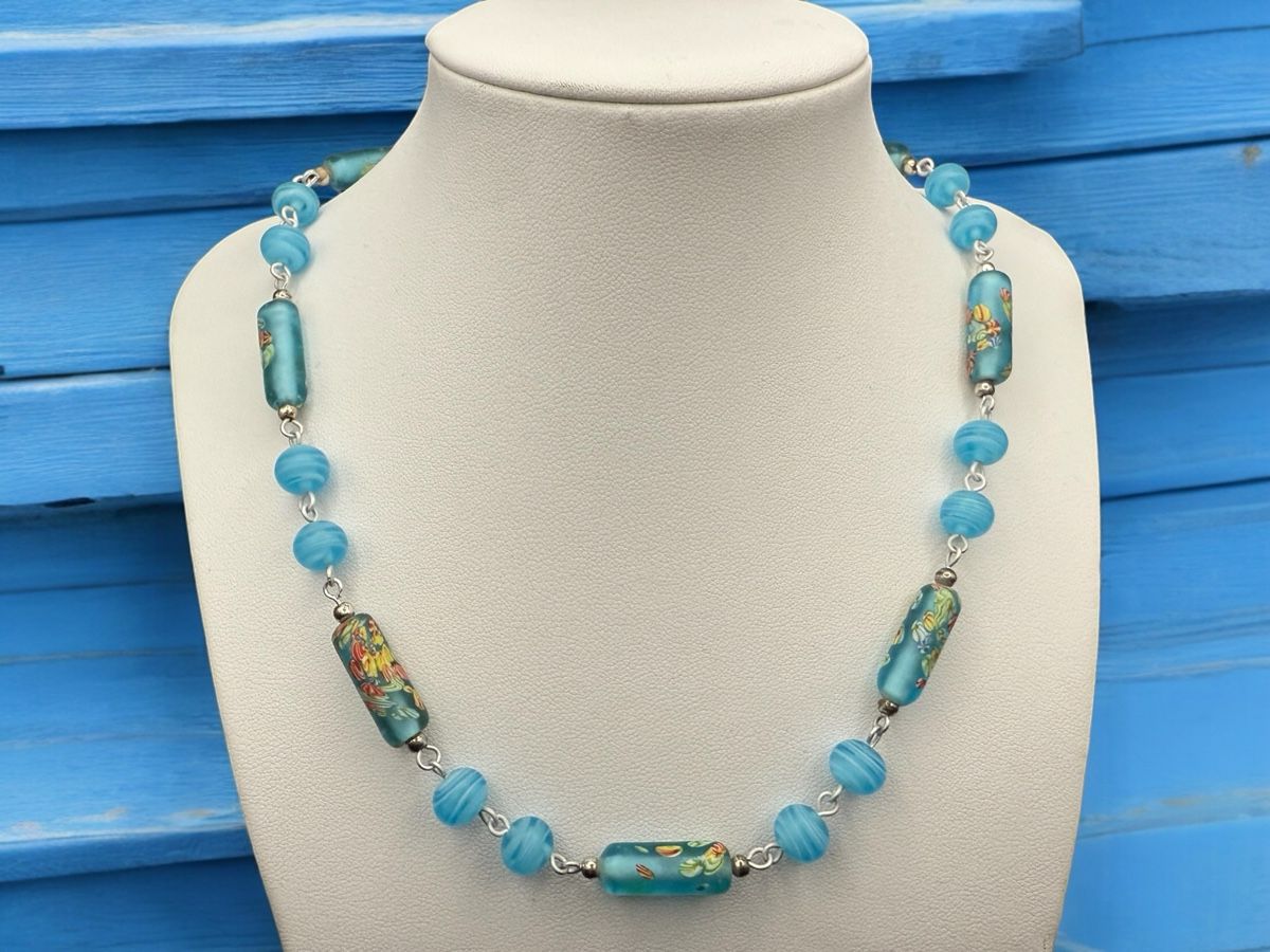 Catenine: Halskette mit blauen Glasperlen – Usato da Lamone venduto da LaCantinaMagica 3