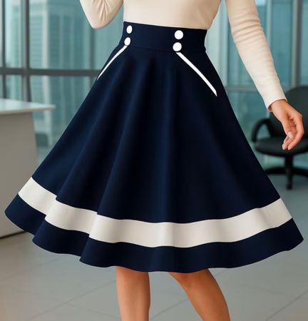 Gonna lunga-Blue notte Bianco-autunno-tg L/XL- nuovo