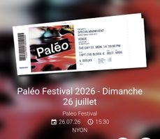 2 billets Paléo dimanche 125.- par billet