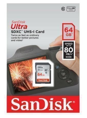 Sandisk Schede di memoria: SanDisk Ultra 64GB 80MB/s FullHDOriginal – Nuovo e nell'imballaggio originale da Zürich venduto da wearehappy