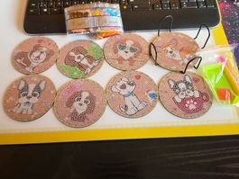 DIAMOND PAINTING GLAS UNTERSETZER HUNDE 8 STK.